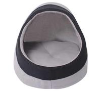 Warm Cat Cubby for Small Animals, Grey and Black M, Soft Polyester Fleece Bed with Thick Removable Cushion, Open Front for Easy Entry, Machine Washable