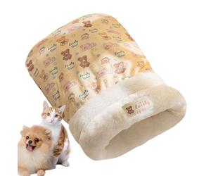 Warm Cats Bed - Super Soft Velvet Plush Pet Cave, Washable Cat Sack, Winter Sleeping Bag Nest, Thick Comfortable Hideaway Den, Large Cat House | Autumn Resting Play for Small Pets Puppies