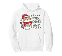 Warm Chonky Wishes Cat Coffee Drinking Lovers Christmas Pullover Hoodie