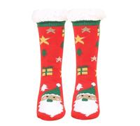 Warm Christmas Fashion Windproof Print Medium Tube Socks Long Cotton Socks Chocolate Women, red, One Size