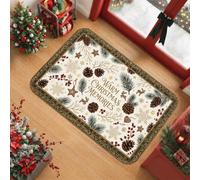 Warm Christmas Memories Quote Pinecones Area Rug 2' X 3' | Winter Berries, Star Ornaments, Seasonal Typography, Traditional Pine Branches, Holiday Home Accents