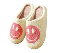 Warm, comfortable and fluffy home slippers with a smiling face pattern design. The sizes range from 36 to 45. (pink, 5/5.5, Adult, Women, 5, Numeric, UK Footwear Size System, Medium)