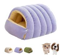 Warm Cozy Monster Cat Bed, Soft Tent Style Cozy Monsters Dog Bed, Removable Cushions & Machine Washable Cover for Cats Small Dogs to Feel Loved (Purple,Large)