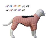 Warm Dog Coat, 4 Legs Covered Waterproof Windproof Reflective Jacket, Zippered Adjustable Outdoor Snow Vest for Small Medium Large Dogs, Lotus Pink XL