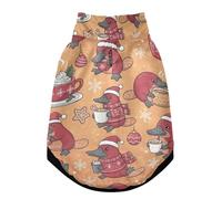 Warm Dog Coat, Adjustable Durable Doggie Winter Jacket Reversible Cozy Puppy Cold Weather Apparel from Small to Large Breed Christmas Birds with Drinks