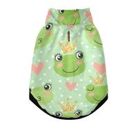 Warm Dog Coat, Adjustable Durable Doggie Winter Jacket Reversible Cozy Puppy Cold Weather Apparel from Small to Large Breed Cute Frog with Crown Pattern
