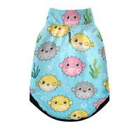 Warm Dog Coat, Adjustable Durable Doggie Winter Jacket Reversible Cozy Puppy Cold Weather Apparel from Small to Large Breed Colorful Sea Creatures Pattern