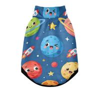 Warm Dog Coat, Adjustable Durable Doggie Winter Jacket Reversible Cozy Puppy Cold Weather Apparel from Small to Large Breed Cute Space Planets and Rockets Pattern