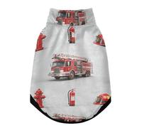 Warm Dog Coat, Adjustable Durable Doggie Winter Jacket Reversible Cozy Puppy Cold Weather Apparel from Small to Large Breed Fire Trucks and Firefighting Equipment Pattern