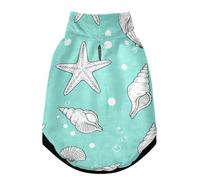 Warm Dog Coat, Adjustable Durable Doggie Winter Jacket Reversible Cozy Puppy Cold Weather Apparel from Small to Large Breed Light Blue Sea Life Shell Starfish Pattern