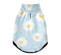 Warm Dog Coat, Adjustable Durable Doggie Winter Jacket Reversible Cozy Puppy Cold Weather Apparel from Small to Large Breed Blue Background Daisy Flower Pattern