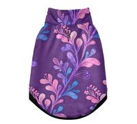 Warm Dog Coat, Adjustable Durable Doggie Winter Jacket Reversible Cozy Puppy Cold Weather Apparel from Small to Large Breed Purple Floral Vine Pattern