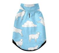 Warm Dog Coat, Adjustable Durable Doggie Winter Jacket Reversible Cozy Puppy Cold Weather Apparel from Small to Large Breed White Sheep on Blue Sky