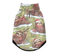 Warm Dog Coat, Adjustable Durable Doggie Winter Jacket Reversible Cozy Puppy Cold Weather Apparel from Small to Large Breed Christmas Sloths in Snowy Scene