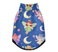 Warm Dog Coat, Adjustable Durable Doggie Winter Jacket Reversible Cozy Puppy Cold Weather Apparel from Small to Large Breed Colorful Fairies with Moons and Stars Pattern