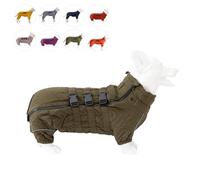 Warm Dog Coat Double Layers Dog Vest, 4 Legs Covered Windproof Waterproof Reflective, Olive D-S