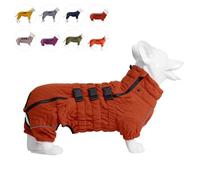 Warm Dog Coat Double Layers Dog Vest, 4 Legs Covered Windproof Waterproof Reflective, Orange D-S