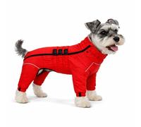 Warm Dog Coat Double Layers Dog Vest, 4 Legs Covered Windproof Waterproof Reflective, Orange M