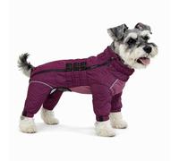 Warm Dog Coat Double Layers Dog Vest, 4 Legs Covered Windproof Waterproof Reflective, Purple L, S, M