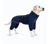 Warm Dog Coat Double Layers Dog Vest, 4 Legs Covered Windproof Waterproof Reflective Warm Dog Vest Outdoor Skating Dog Costume for Small Medium Large Dogs Navyblue 3XL