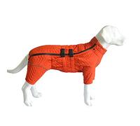 Warm Dog Coat Double Layers Dog Vest, 4 Legs Covered Windproof Waterproof Reflective Warm Dog Vest Outdoor Skating Dog Costume for Small Medium Large Dogs Orange 5XL