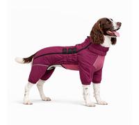 Warm Dog Coat Double Layers Dog Vest, 4 Legs Covered Windproof Waterproof Reflective Warm Dog Vest Outdoor Skating Dog Costume for Small Medium Large Dogs Purple XL
