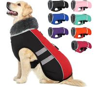 Warm Dog Coat Reflective Dog Winter Jacket，Waterproof Windproof Dog Turtleneck Clothes for Cold Weather, Thicken Fleece Lining Pet Outfit，Adjustable Pet Vest Apparel for Small Medium Large Dogs