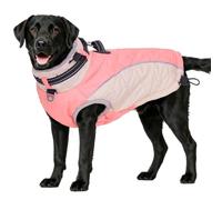 Warm Dog Coat - Reflective, Windproof and Waterproof with D Ring & Adjustable Buckles, Turtleneck, Fleece Lined Large Dog Coats for Winter, Christmas Pet Garment Snowsuit - 2XL Pink