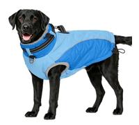 Warm Dog Coat - Reflective, Windproof and Waterproof with D Ring & Adjustable Buckles, Turtleneck, Fleece Lined Large Dog Coats for Winter, Christmas Pet Garment Snowsuit - 3XL Blue