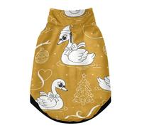 Warm Dog Jacket for Dogs Windproof Dog Suit with Safety Belt, Zipper Pet Four Legged Jumpsuit, Cold Weather Winter Dogs Coat Christmas Swans with Ornaments