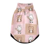 Warm Dog Jacket for Dogs Windproof Dog Suit with Safety Belt, Zipper Pet Four Legged Jumpsuit, Cold Weather Winter Dogs Coat Cute Bunny and Bear Checkerboard Pattern