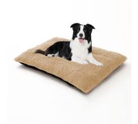 Warm Dog Pillow Cushion Large, Orthopedic Cozy Plush Dog Bed, Pet Crate Bed Washable, Anti-Anxiety Pet Mattress, Non-Slip Calming Crate Mattress for Puppy (122x85x12cm,Beige)
