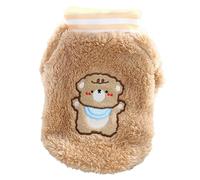 Warm Dog Shirt for Small Pets, Soft Plush Puppy Pullover Clothes, Cute Cartoon Bear Pattern Design, Cozy Winter Apparel for Teddy Bichon Cat Pomeranian, Easy to Wear 2 Legged Outfi (S)