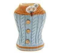 Warm Dog Sweater, Acrylic Knit Pet Sweater with Decorative Buttons, Cute Cat & Small Dog Jumper, Multi-Colour & Size Winter Clothing for Cats Kittens Puppies