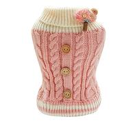 Warm Dog Sweater, Acrylic Knit Pet Sweater with Decorative Buttons, Cute Cat & Small Dog Jumper, Multi-Colour & Size Winter Clothing for Cats Kittens Puppies