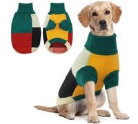 Warm Dog Sweater with Harness Hole | Cozy Knit Dog Jumper for Cold Weather Walks | Flexible Turtleneck Pet Winter Clothes | French Bulldog, Border Collie, Forest Blend XL