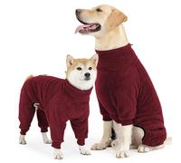 Warm Dog Winter Coat, Cozy Dog Sweater, Adjustable Dog Onsie Clothes with Legs, for Small Medium Large Dogs, Outdoor or Indoor Wear(Red,M)