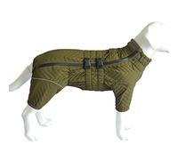 Warm Double Layers Dog Vest - 4 Legs Covered Windproof Waterproof Reflective Coat, Outdoor Skating Costume for Small Medium Large Dogs, Olive L