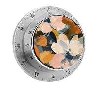 Warm Earth Tone Kitchen Timers for Cooking, 60 Minute Mechanical Timer with Loud Alarm - No Batteries Required - Magnetic Backing Stainless Steel Desk Timer for Classroom