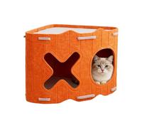 Warm Felt Bed, Semi-Closed Nest, 18.5 x 15.75 x 13.78 Inches, Shelter with Plush Fabric, Hiding Place Made of Thick Material, Kitten Cave with Warm Shape, Sleeping Paradise for Home Cats