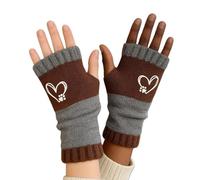 Warm Fingerless Gloves - Outdoor Mitt with Heart Embroidery and Combined Construction, Warm Knitted Gloves, for Motorcycling Outdoor Activities Winter Cycling Camping Hiking
