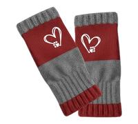Warm Fingerless Gloves | Outdoor Mitt with Heart Embroidery and Combined Fabrication | Half Knitted Mitt, for Motorcycle Outdoor Activities Winter Cycling Camping Hiking