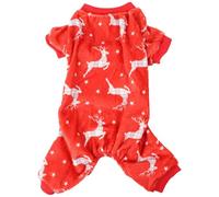 Warm Flannel Dog Christmas Costume Elk Pajama for Small Dogs | Red L Size, Soft Feel, Long-time Use, Photo-ready Winter Wear for Pets and Holiday Lovers