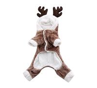 Warm Fleece Pet Costume Christmas Dog Costume Pet Cat Funny Holiday Party Cosplay Santa Dress for Cats and Dogs Christmas Print Dog Cape Buy (Khaki, L)
