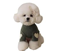 Warm Fleece Sweatshirt For Dogs And Cats - Heart Embroidery For Bichon Frise, Teddy Bear, Yorkshire Terrier, Pomeranian - Autumn/Winter Style(Green,L)