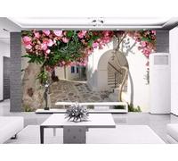 Warm Flower Vine White Architecture Road 3D Wallpaper Silky Texture Home Study Office Grey Dining Room Sofa Bedroom Living Room TV Backdrop-300cm×210cm