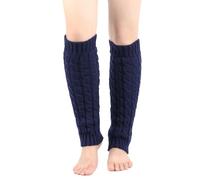 Warm Fuzzy Boot Cuff Boot Sleeves Christmas Socks Men's Women's Winter Plush Belt Wool Dough Hosiery Knitted Wool Warm Leg Boots Thickened Socks Ladies 80's Dance Plain Ribbed (Navy, One Size)
