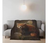Warm Fuzzy Fantasy Fleece Blanket Soft Red Panda Pattern Lightweight Throws for Bed and Couch 27in × 40in (70cm × 100cm),Yellow