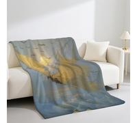 Warm Fuzzy Pink Blue Fleece Blanket Soft Abstract Flower Lightweight Throws for Bed and Couch 32in × 59in (80cm × 150cm)