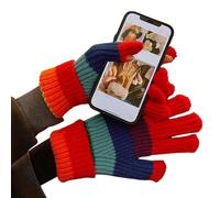 Warm Gloves | Stretchy Touchscreen Rainbow Stripe Mittens,Winter Men Warm Knitting Gloves - for Skiing Hunting Outdoor Adventure Commuting Shopping Sports Daily Travel